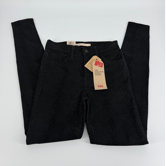 Levi's Denim - Levi's 720 High-Rise Super Skinny Jeans Womens 24 Black NWT Snakeskin Print